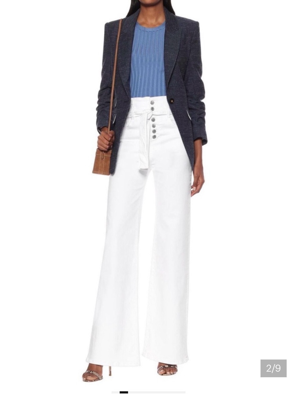 Veronica Beard Rosanna Corseted Flare White Jeans